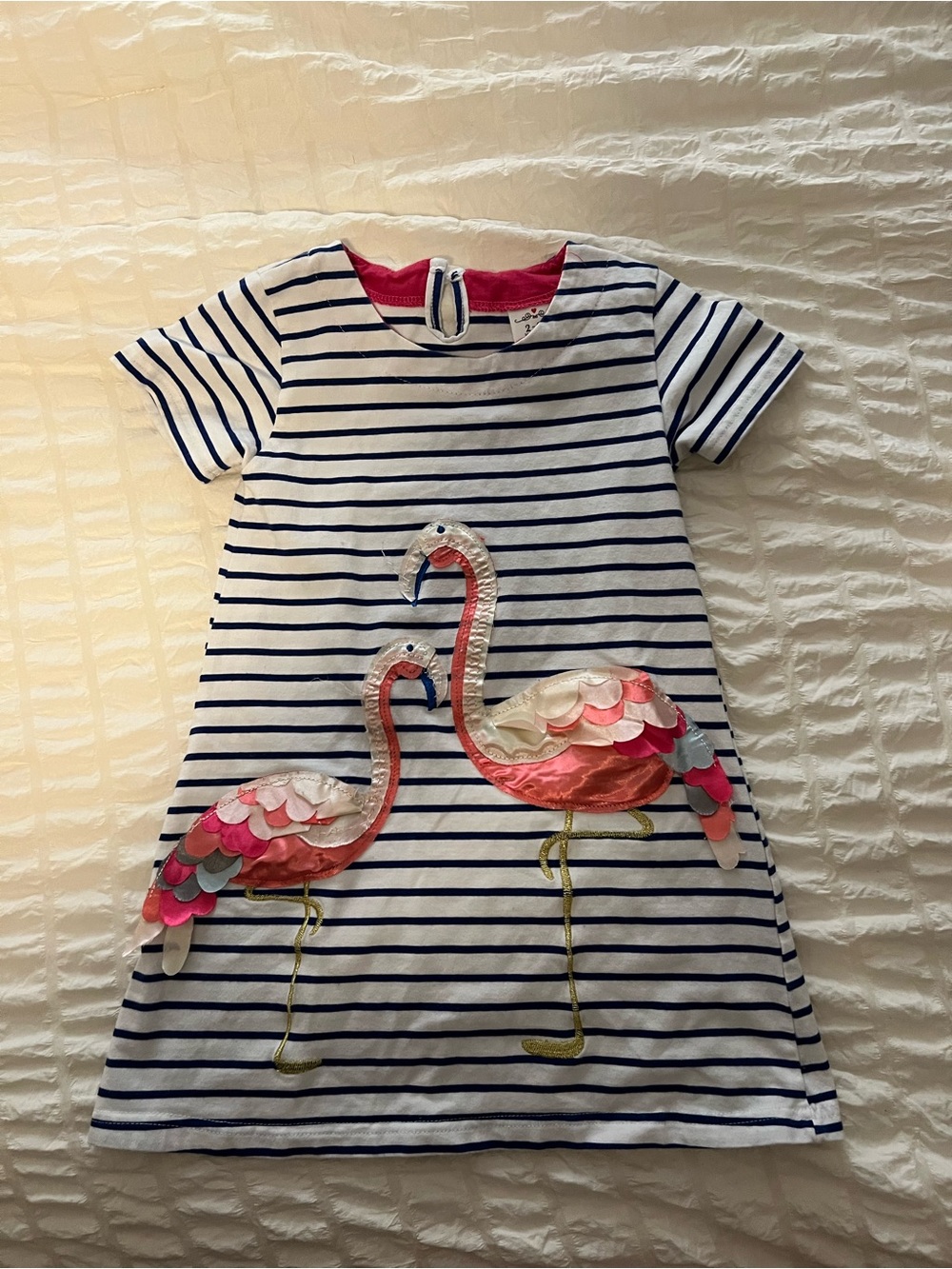Girl 2-3Yrs Flamingo Striped Dress Short Sleeve